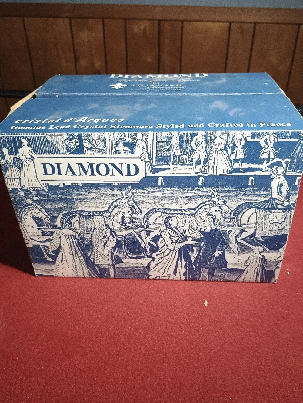 Diamond By J G Durand set of 6-10.5 Oz. Goblets Cristal d'Arques From France